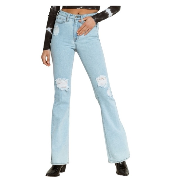 RSQ Denim - NWT RSQ High Rise Distressed Flare Jeans Size 5/27 Denim Casual Boho
